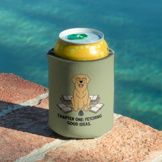 Dark Green Scholar Dog Golden Retriever Accessory Can Cooler