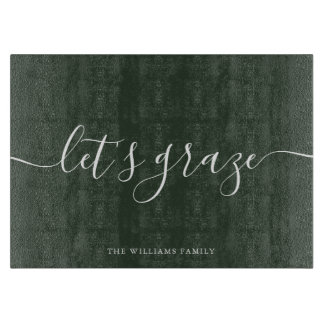Dark Green Script Charcuterie Family Grazing Board