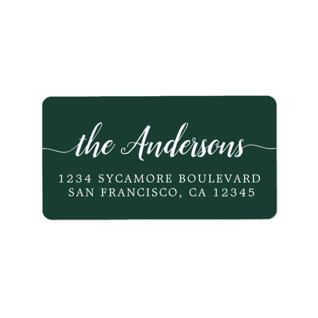 Dark Green Script Family Return Address Label (Front)