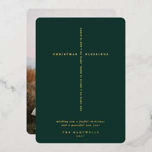 Dark Green Scripture Cross Photo