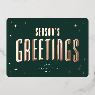 Dark Green Season's Greetings Retro Stars Flat