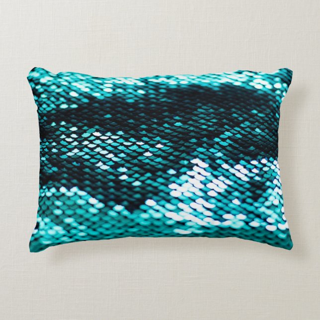 Dark green sequin shiny texture decorative cushion (Front)