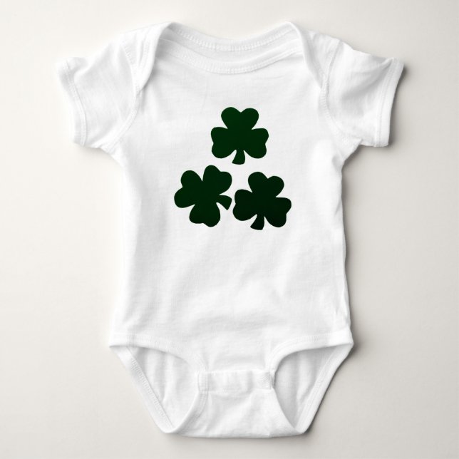 Dark Green Shamrocks Baby Bodysuit (Front)