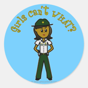 Dark Green Sheriff Girl Classic Round Sticker