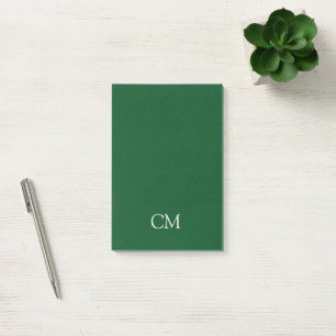 Dark green simple monogram post-it notes