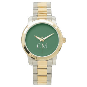 Dark green simple monogram watch