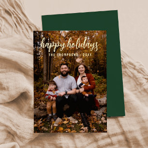 Dark Green Simple Photo "Happy Holidays" Script 