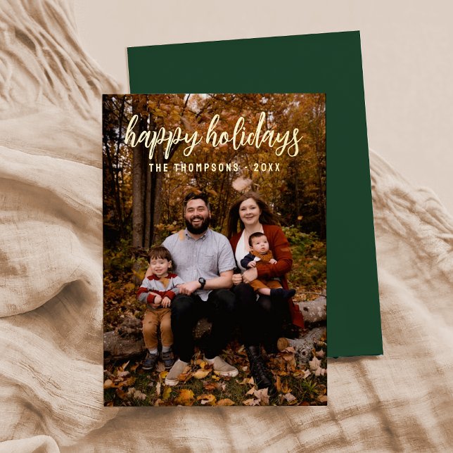 Dark Green Simple Photo "Happy Holidays" Script  (Creator Uploaded)