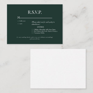 Dark Green Simple Wedding RSVP Enclosure Card