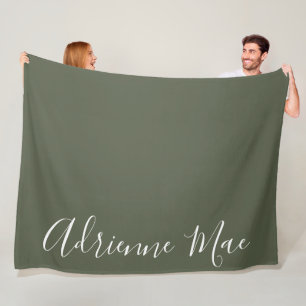 Dark Green Simply Personalized Fleece Blanket