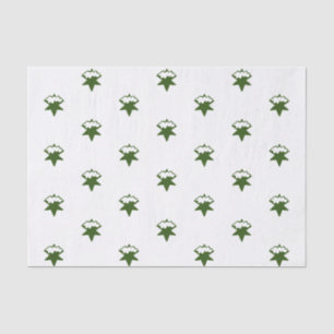 Dark Green Snow Stars - White background Tissue Paper
