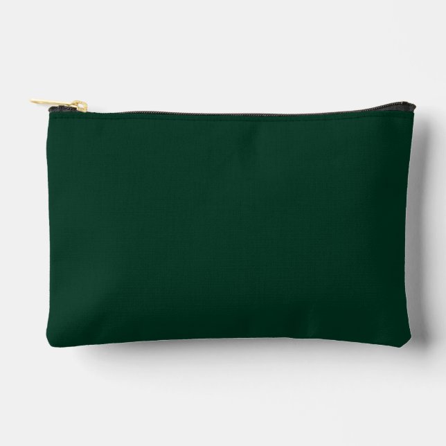 Dark Green Solid Colour Accessory Pouch (Front)