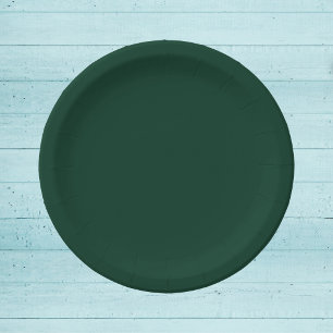 Dark Green Solid Colour Paper Plate