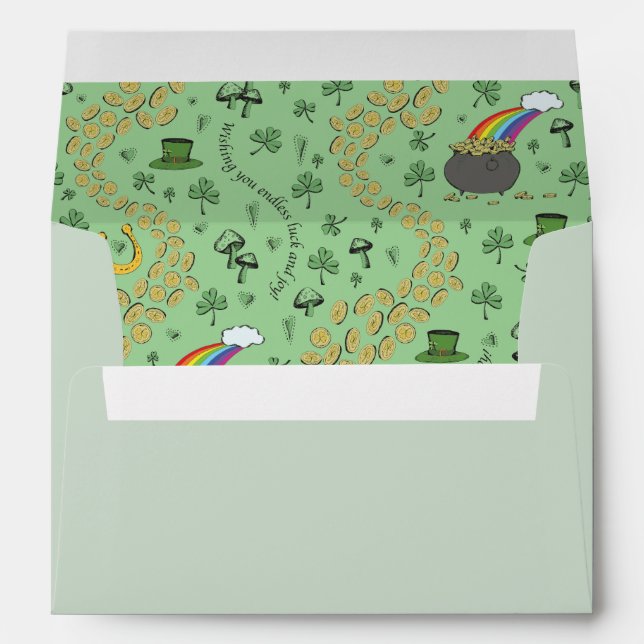Dark Green St Patrick's Luck & Joy Irish Blessing Envelope (Back (Bottom))