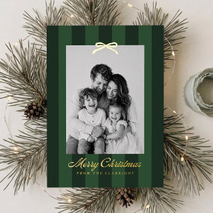 Dark Green Striped Foil Bow One Photo