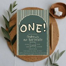 Dark Green Stripes 1st Birthday