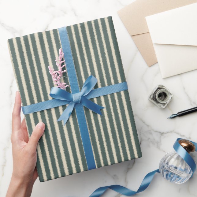 Dark Green Stripes Wrapping Paper (Gifting)