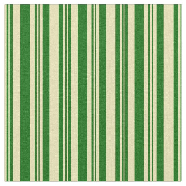 Dark Green & Tan Striped/Lined Pattern Fabric (Close Up)