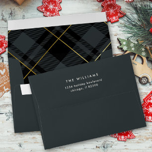 Dark Green Tartan Plaid Christmas Pre-addressed Envelope