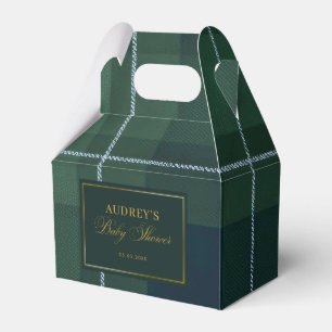 Dark Green Tartan Polo Plaid Vintage Baby Shower Favour Box