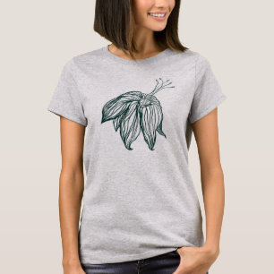 dark green & teal monstera leaves & lilies contour T-Shirt