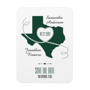 Dark Green Texas Curling Ribbon Save the Date Magnet