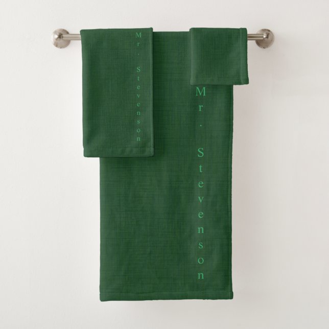 Dark green textured bath towel set (Insitu)