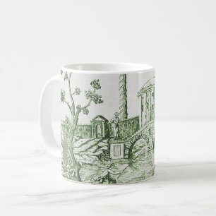 Dark Green Toile Coffee Mug