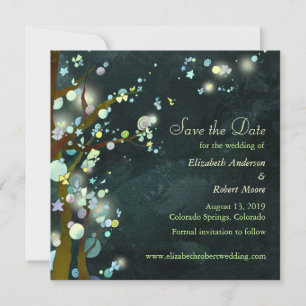 Dark Green Tree Wedding Save the Date