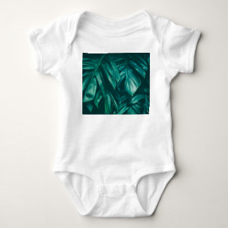 Dark green, tropical jungle foliage. baby bodysuit