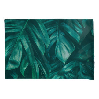 Dark green, tropical jungle foliage. pillowcase