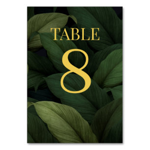 Dark Green Tropical Leaves Table Number
