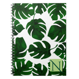 Dark Green Tropical Palm Leaves Summer Botanical Spiral Notebook