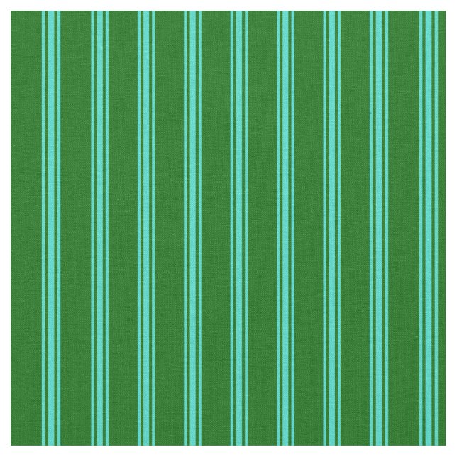 Dark Green & Turquoise Lines/Stripes Pattern Fabric (Close Up)