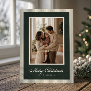 Dark Green Velvet Heirloom Christmas Photo Card