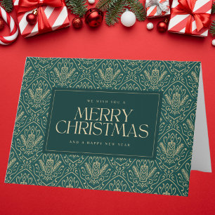 Dark Green Vintage Christmas Candle Card