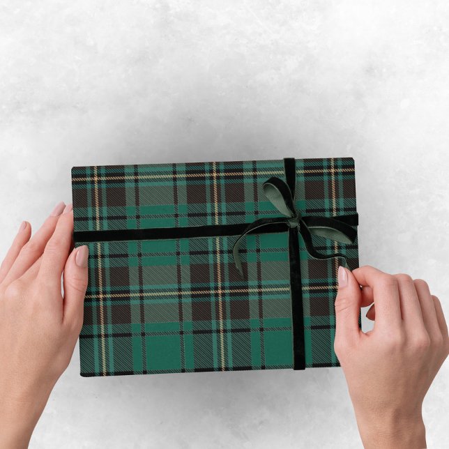 Dark Green Vintage Christmas - Plaid Stripe Wrapping Paper (Dark Green Wrapping Paper - Plaid Christmas)
