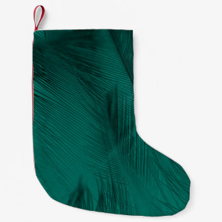 Dark Green Vintage Feather Texture Small Christmas Stocking