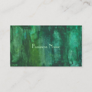 Dark Green Watercolor Abstract Business Card