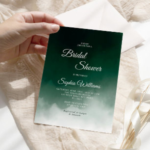 Dark Green Watercolor Modern Bridal Shower Invitation