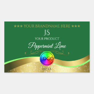 Dark Green  Wavy Gold Logo Monogram Product Label