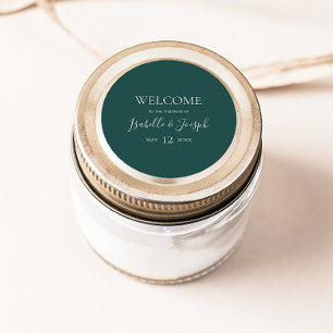 Dark Green Wedding Welcome Classic Round Sticker