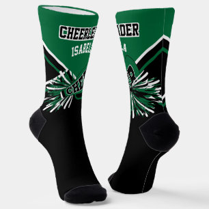 Dark Green, White and Black Cheerleader Socks