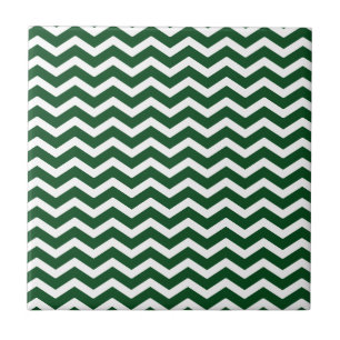 Dark Green White Chevron Pattern Tile