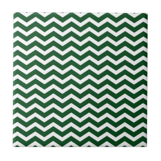 Dark Green White Chevron Pattern Tile