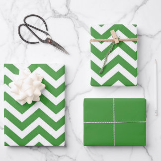 Dark Green & White Chevron Wedding Birthday Wrapping Paper Sheet