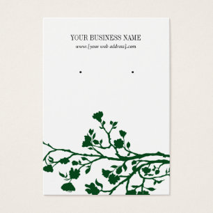 Dark Green White Flowers Custom Earring Card