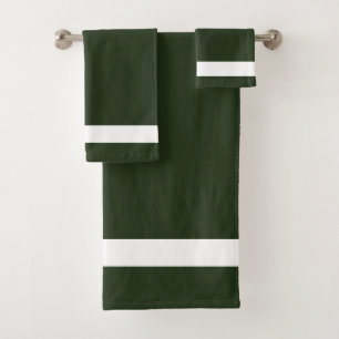 Dark Green White Gift Bath Towel Set