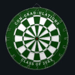Dark Green & White Graduation | Custom Text Dartboard<br><div class="desc">Change the background colour to the school colour and personalise the text as needed. Congratulate the grad in your life with your desired messages such as "CON-GRAD-ULATIONS CLASS OF 20XX". This dartboard would be great to double as an activity to have at the graduation party as well as a graduation...</div>