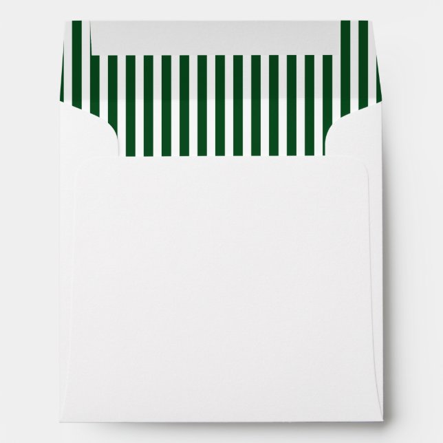 Dark Green White Vertical Stripe Lined Envelope (Back (Bottom))